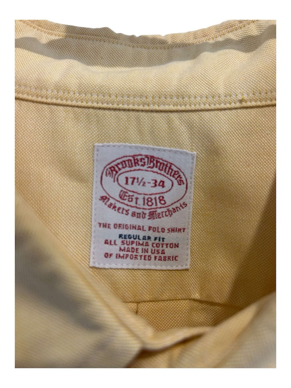 Brooks Brothers Men's Long-Sleeve Button-Down Shirt - Light Yellow - Picture 3 of 3